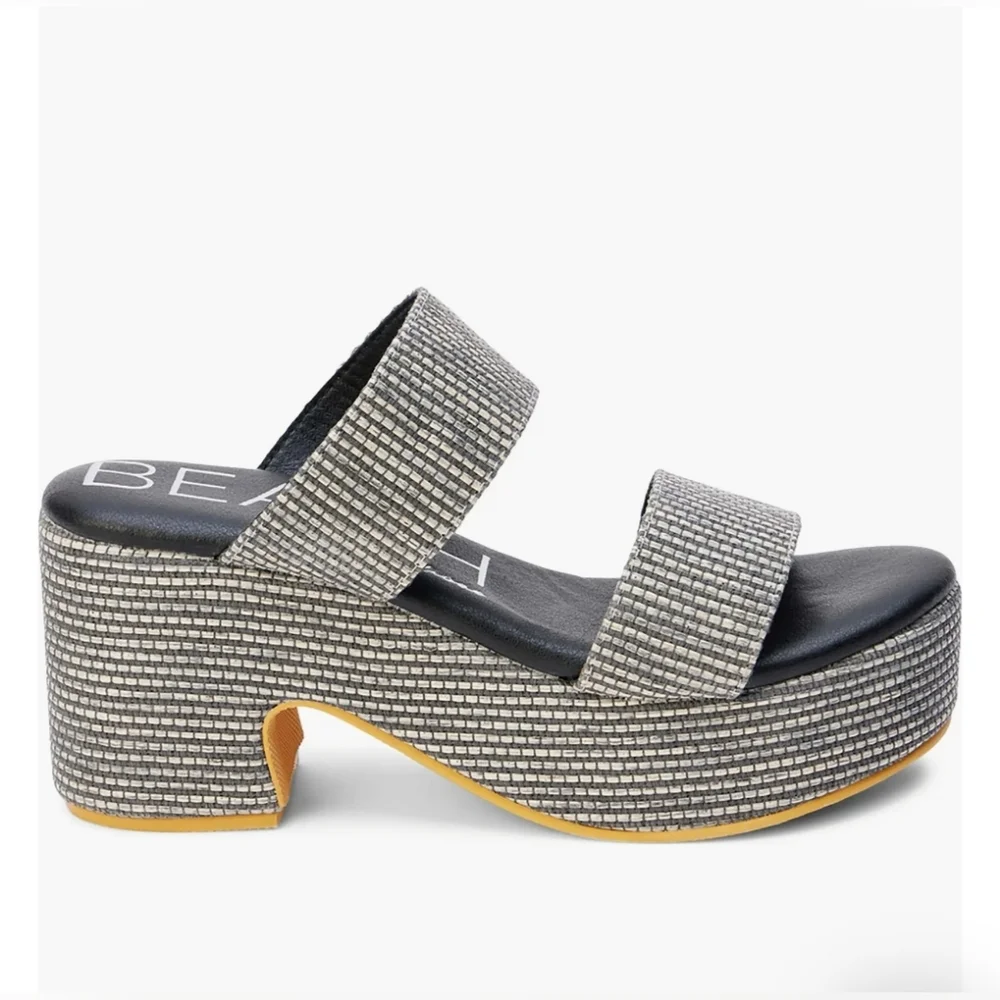 NIB Ocean Ave Platform Sandal Size 9M In Black Multi By Beach By Matisse